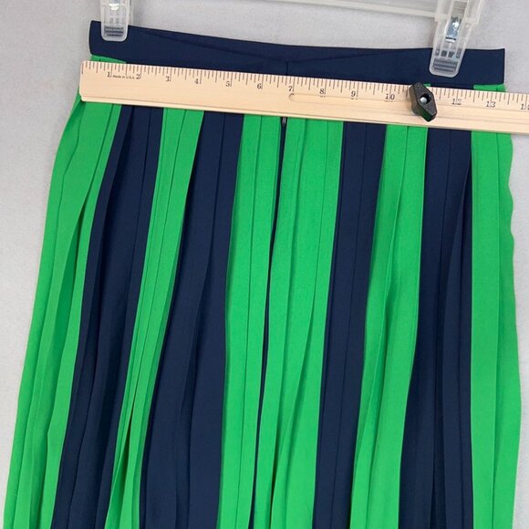 J Crew Skirt Womens 0 Navy Blue Kelly Green Pleated Flowy Classic Coastal Preppy - Picture 8 of 14